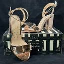 Modcloth Loly in the Sky Rose Gold Block Heels Ankle Strap Bow & Heart  Size 7.5 Photo 0