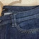 White House | Black Market  flare leg Embellished pockets dark wash blue jeans, 8S Photo 14