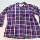 LL Bean Purple Plaid Sherpa Fleece Lined Flannel‎ Shirt Jacket Shacket LARGE Photo 9