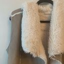 Olive & Oak  Suede and Shearling Tan Drape Front Vest Size Large Photo 2