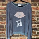 Wildfox  Gray Kiss and Tell Graphic Knit Top Women's Size Small Photo 1