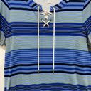 Talbots Shirt Dress Summer Cotton Knit Size Medium Blue Nautical Stripe Photo 6