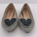 Penny Loves Kenny  Heart Glitter Sequin Pointy Toe Gray Suede Flats Photo 1