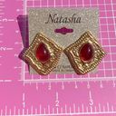 Natasha gold tone diamonds shape 💠 red diamond earrings studs Photo 2