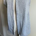 Grey Hoodie Vest, Gray Sleeveless Sweatshirt, Button Down Photo 2