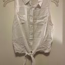 Kirra White Button Down Crop Tank Top with Waist Tie - Medium Photo 0