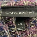 Lane Bryant  Open Cardigan Sweater 14/16 Purple Green Blue GoldMetallic Oversized Photo 5