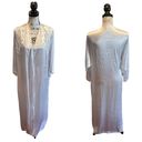 Natori Josie  Vintage Satin Robe White Medium Lace pearls Intimate sleepwear Photo 8