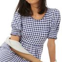 Draper James  Lee Ann Mini Dress Tiered Fit & Flare Stretch Knit Navy Gingham M Photo 0