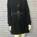 Croft & Barrow Kenneth Cole black trench coat with gold buttons and belt size medium Photo 0