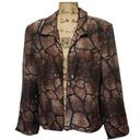 Russell  KEMP ANIMAL Print Silk Beaded Blazer Jacket Size Large Brown Photo 0