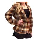 American Vintage Vintage Plaid Wool Blend Blazer Ladies Size MED Brown Earth Tones MED Photo 0