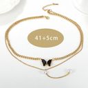 18K Gold Plated Layered Necklace, Butterfly Double Layered Pendant Neckl… Photo 4