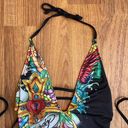 Ed Hardy Vintage Y2K Rare Black Dragon Cross Rhinestone Edgy One Piece Swimsuit Photo 1