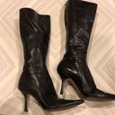 Jimmy Choo  Tall Black Leather Pointy Boots 85MM Photo 0