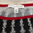 Notations Black & White with Red Trim 3/4 Sleeve Keyhole Arms Blouse Size Small Photo 5