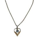 Vintage Blue  Stone Heart Diamond Necklace Everyday Anniversary Photo 0