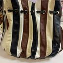 Vera Pelle  ITALIAN LEATHER..BROWN & BLACK & TAN & WHITE STRIPE BUCKET  BAG Photo 1