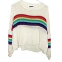 Wooden Ships  lightweight white sweater NWOT rainbow stripes Photo 2