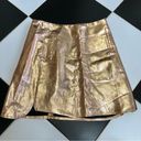 NWT Metallic Gold Faux Leather Mini Skirt Shiny Bronze Copper sz M Photo 2