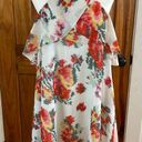 Davi & Dani  Floral Midi Dress Medium Red Orange Yellow Green white Off shoulder Photo 0