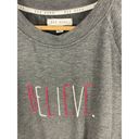 Rae Dunn  Believe Embroidered Grey Sweatshirt Size Large Photo 1