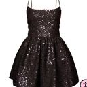 Pretty Little Thing NWT  black sequin puffball Bubble Hem shift dress Size Medium Photo 2