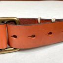 Gap  Leather Belt Fold Over Pin Design No Prong Brass Buckle Caramel Color Size M Photo 6