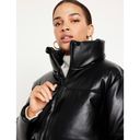 Old Navy NWT  Mock Neck Faux Leather Puffer Jacket / Black Jack / Size L Photo 2