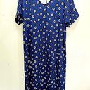 Acting Pro NEW  Blue with White & Orange Daisies Knit Oversized Shirt Dress Large Photo 0