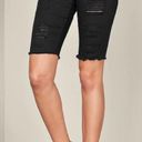 Bermuda P & P Jeans Women's Black Denim Button Distressed  Shorts Size 11/12 Photo 1