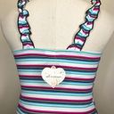 Self Esteem Striped Ruffle Strap Crop Top Photo 6