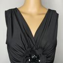 Carmen Marc Valvo  Formal V Neck Sleeveless Blouse Black Floral Appliqué Small Photo 3