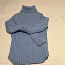 American Eagle  Blue Burnout Yarn Wide Ribbed Turtleneck Sweater Medium Excellent Photo 2