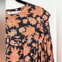 Rebecca Minkoff  Floral Blouse Top Ruffle Shoulder Smocked Sleeve Flower Large Photo 3