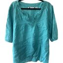 Carole Little  Woman 100% Linen Bead Embellishment V Neck Flounced Hem Blouse 3X Photo 0