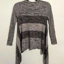 cupio  Marled Gray Stripe Asymmetrical Hem Knit Sweater Top S Photo 2