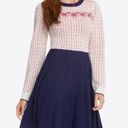 Draper James  Fair Isle Wool Blend Sweater Dress in White/Red/Navy Fit & Flare, L Photo 0