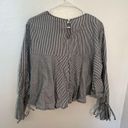 Heart Hips Cropped Loose Blouse Gray White Stripes Size M Photo 7