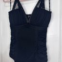 XOXO Vintage Y2K  Ruched V Neck Triangle Top Black Size Medium Photo 9