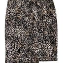 Bar III  Skirt Womens Medium Black Cream Tan Print Asymmetrical Faux Wrap Poly Photo 0