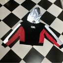 I am gia I.AM.GIA Sabrina Logo Cropped Hoodie Reflective Silver Red Black Oversized sz L Photo 5