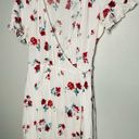 Gebe Maternity White Red Floral Tie Waist Ruffle Sleeve Maxi Wrap Dress Size M Photo 5