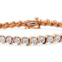 Brilliance Haus of  14K Rose Gold 925 Silver Diamond S Link Tennis Bracelet 7" Photo 0