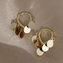 Metal Disc Tassel Gold Hoop Earrings for Women Photo 2