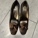 Stuart Weitzman Vintage Suede Brown Leopard Heels Size 8.5 Tassels Photo 3