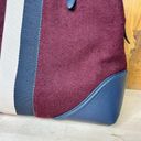 Kate Spade  Carolyn Maroon Felt Large Shoulder Bag Navy Leather Trim Photo 3