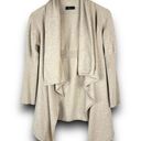 Cyrus  Open Cardigan Shawl Drape Collar Knit Fabric Long Sleeve Beige Tan Medium Photo 0