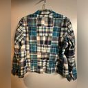 Talbots  Madras Blazer Patchwork Womens Plaid Cotton Jacket Blue White size 14 Photo 1