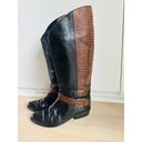 Bandolino Vintage 80s Leather Riding Boots Size 7 Low Heel Black/Brown Soft Girl Aesthetic Photo 9